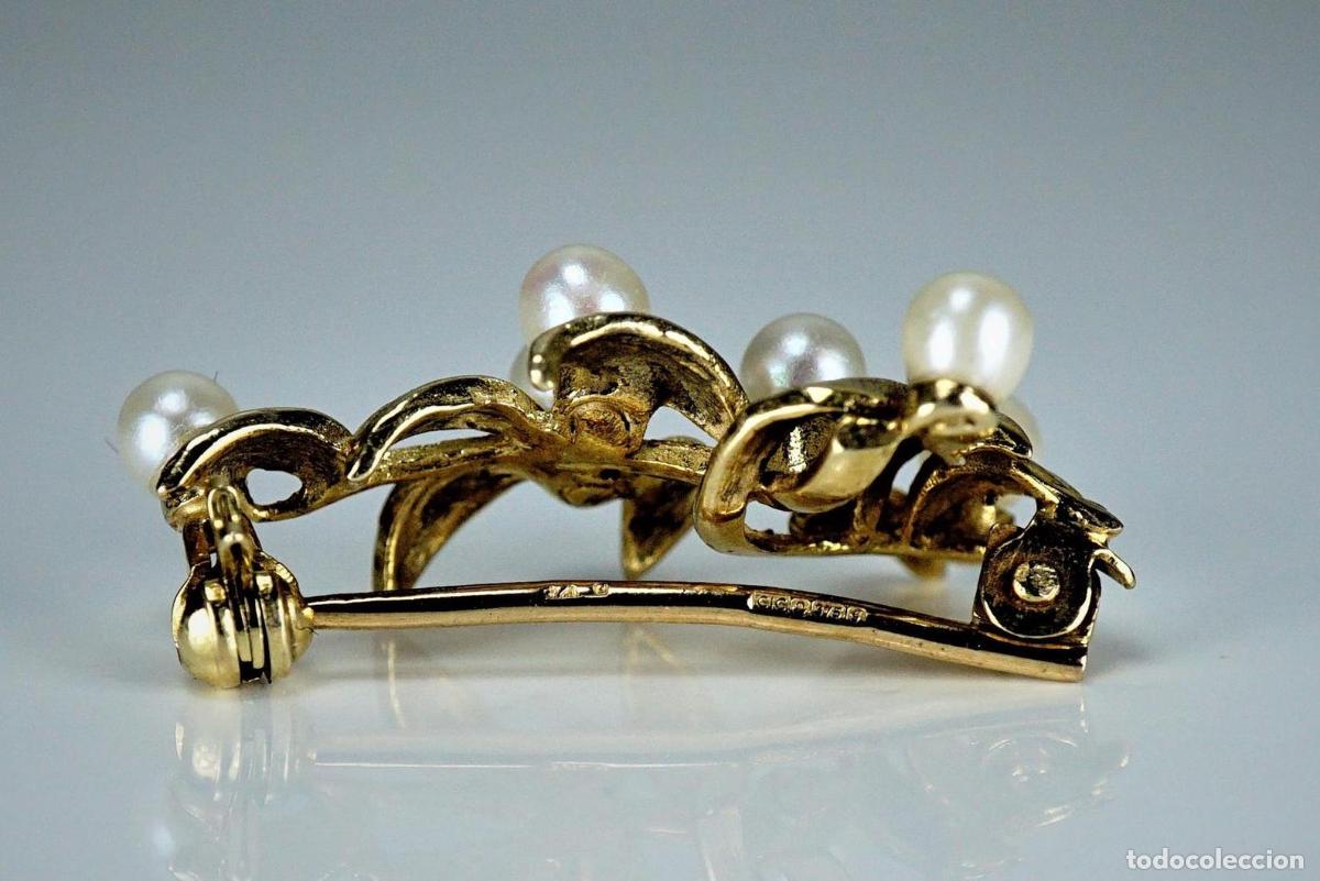Joyeria: Broche de perla vintage retro de oro - Foto 2
