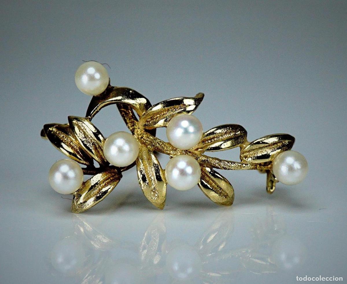 Joyeria: Broche de perla vintage retro de oro - Foto 1