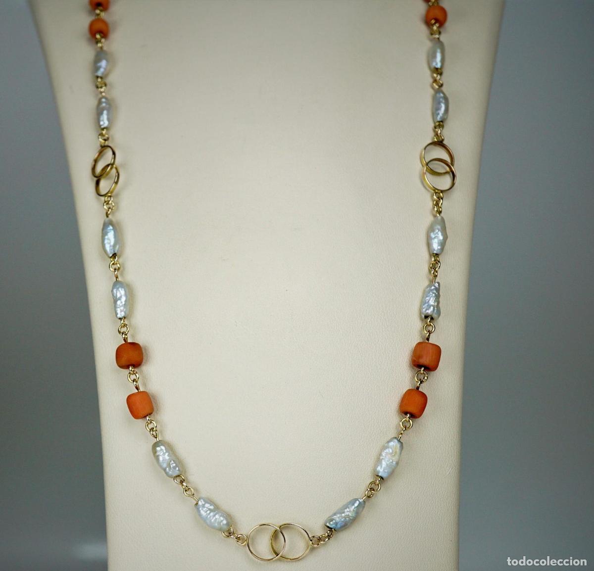 Joyeria: Collar vintage de oro con perlas de coral Keshi - Foto 3