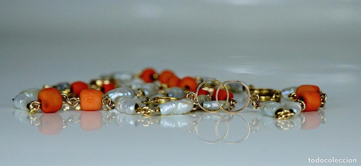 Joyeria: Collar vintage de oro con perlas de coral Keshi - Foto 6