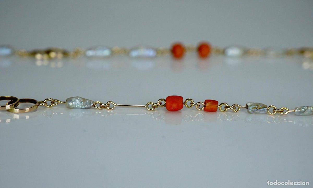 Joyeria: Collar vintage de oro con perlas de coral Keshi - Foto 7