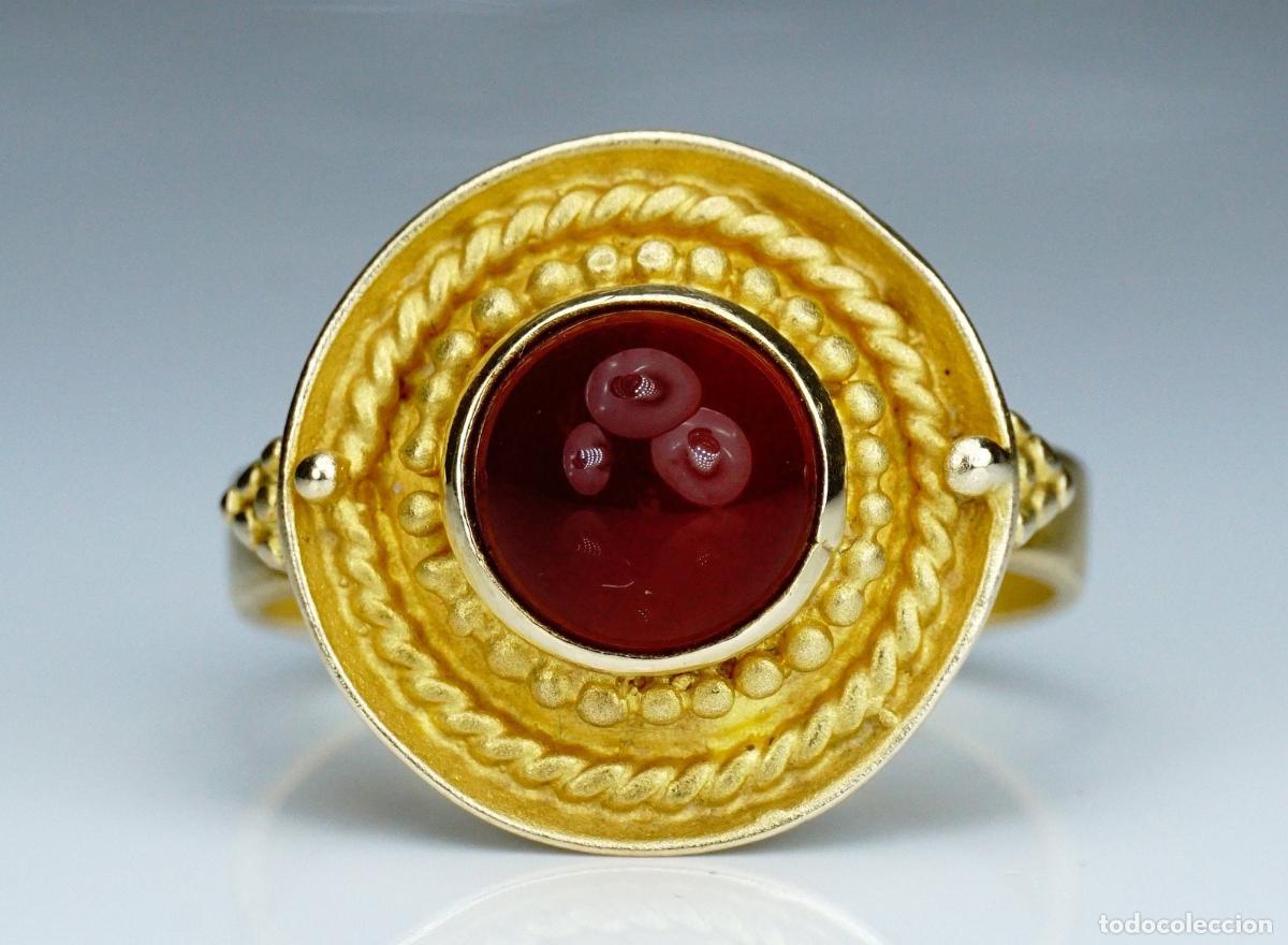 Joyeria: Anillo vintage de cornalina cabuj&oacute;n de oro - Foto 1