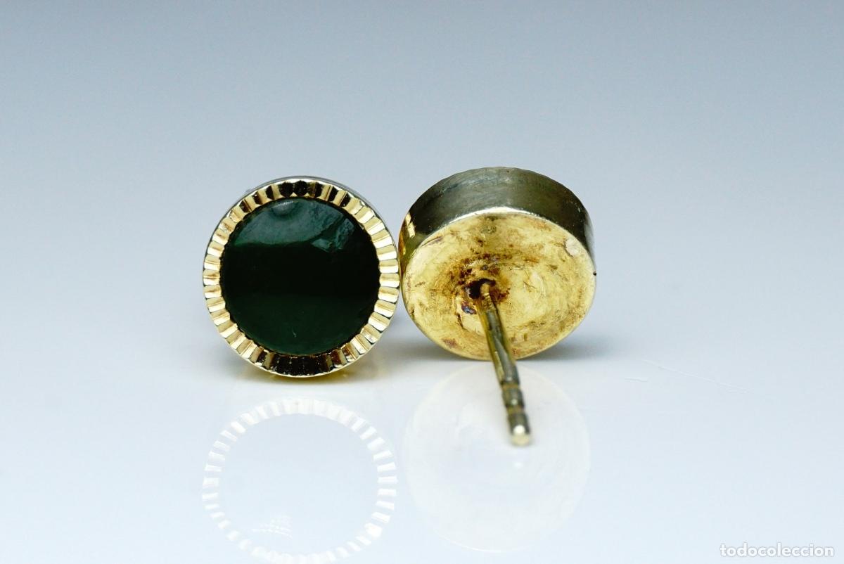 Joyeria: Pendientes vintage de nefrita en oro - Foto 8