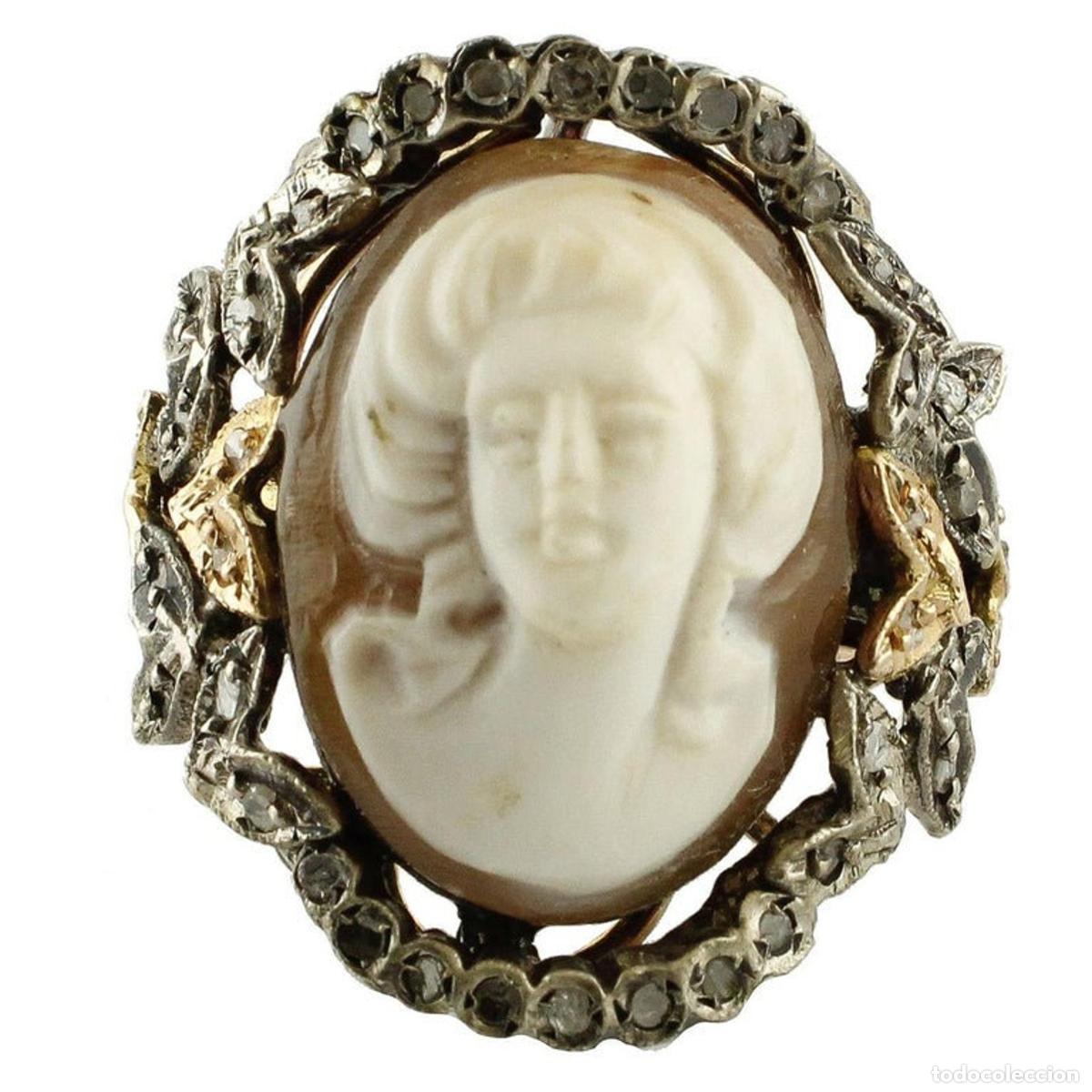 Joyeria: Anillo de camafeo de oro, plata y diamantes - Foto 1