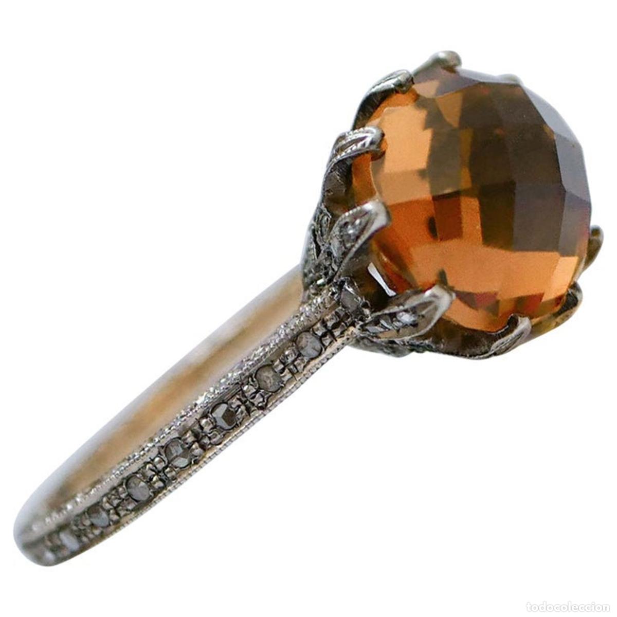 Joyeria: Anillo de topacio, diamantes, oro rosa y plata - Foto 1
