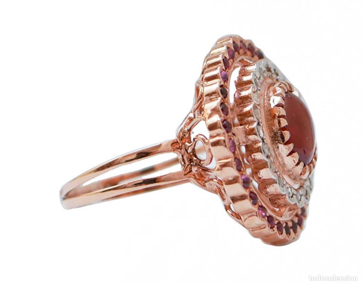 Joyeria: Anillo de granates, diamantes, oro rosa y plata - Foto 5