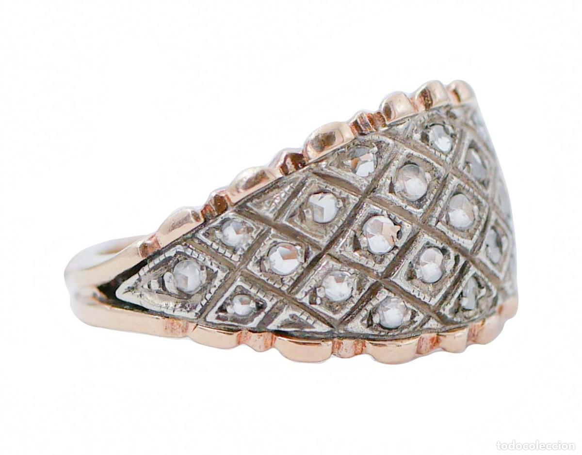 Joyeria: Anillo de diamantes, oro rosa y plata - Foto 2