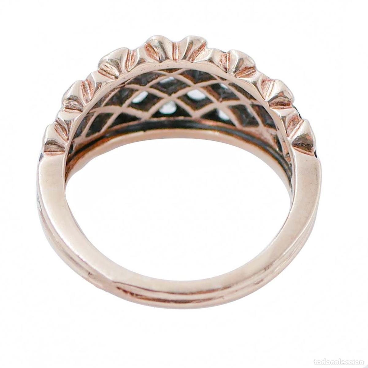 Joyeria: Anillo de diamantes, oro rosa y plata - Foto 3
