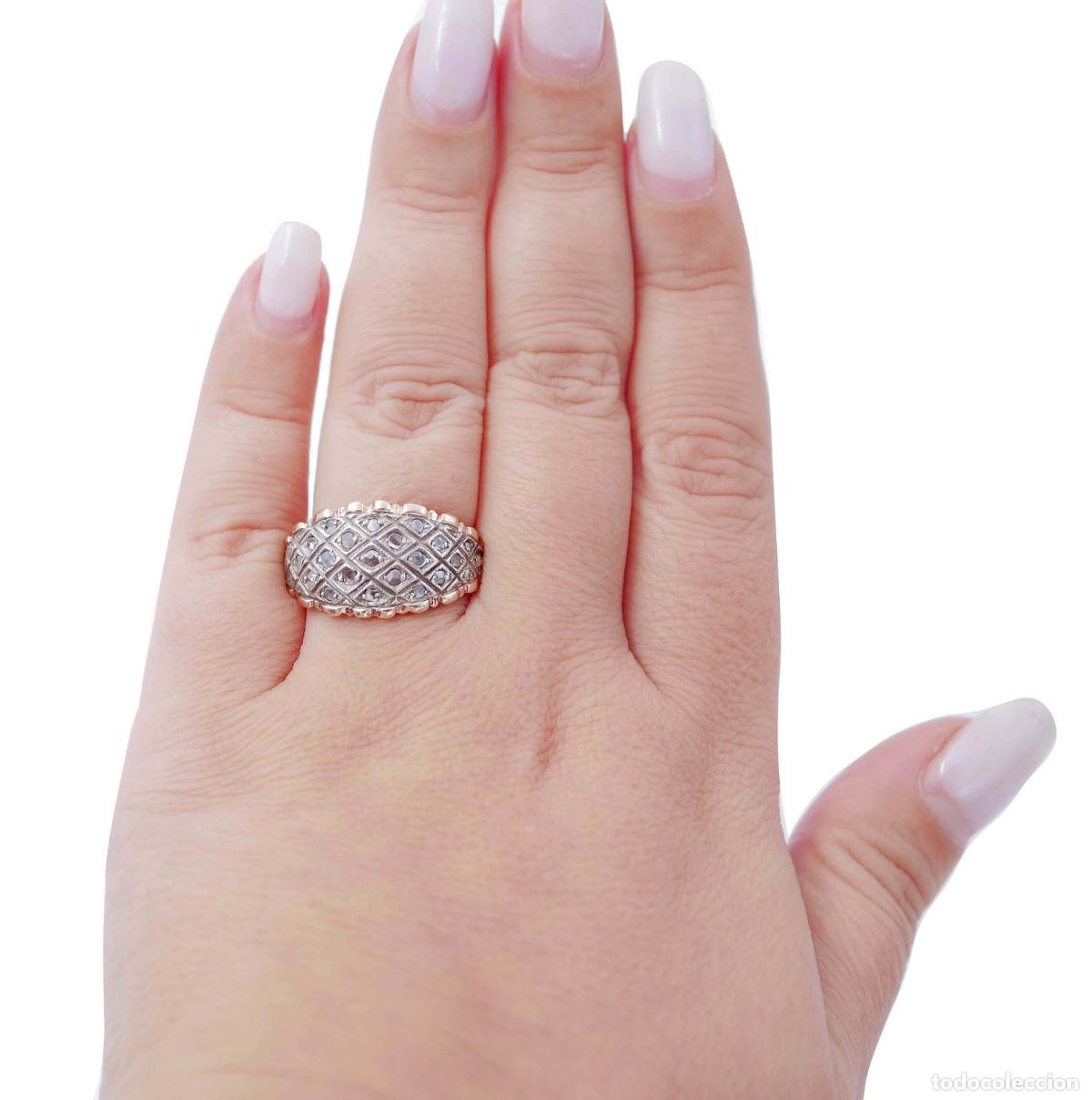 Joyeria: Anillo de diamantes, oro rosa y plata - Foto 4
