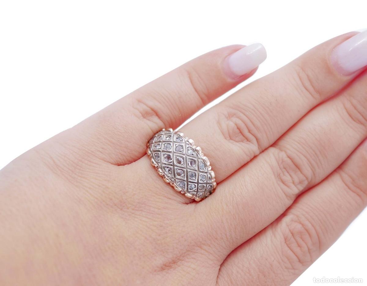 Joyeria: Anillo de diamantes, oro rosa y plata - Foto 5