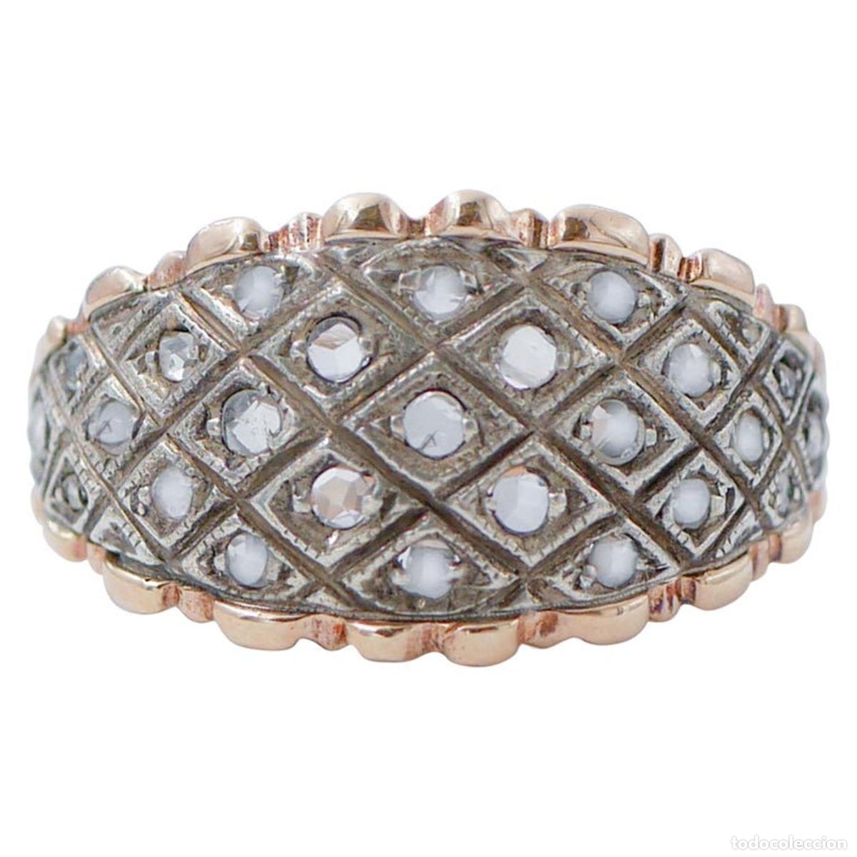 Joyeria: Anillo de diamantes, oro rosa y plata - Foto 1