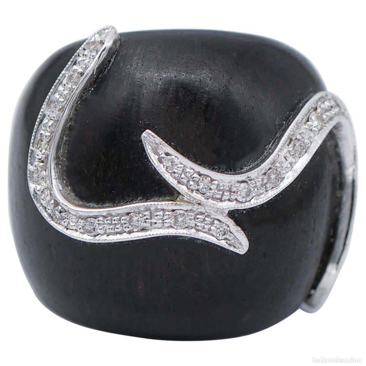 Joyeria: Anillo de oro blanco con &eacute;bano y diamantes - Foto 1