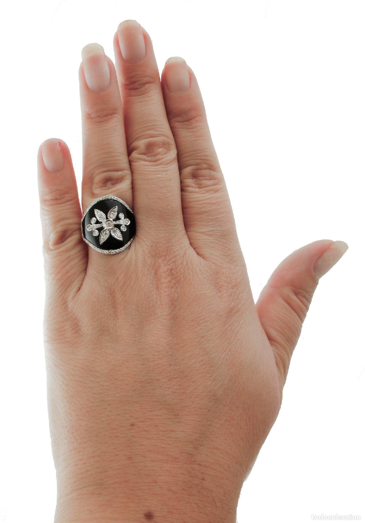 Joyeria: Anillo de oro blanco de 18 quilates con diamantes y &oacute;nix - Foto 6