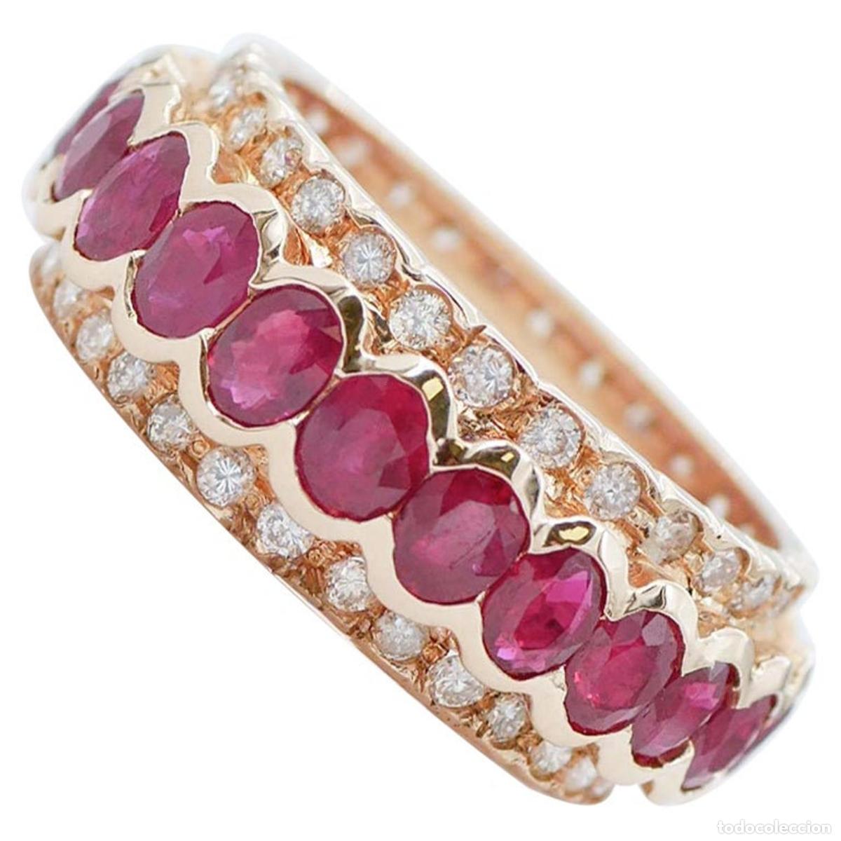 Joyeria: Anillo de rub&iacute;es, diamantes y oro rosa - Foto 1