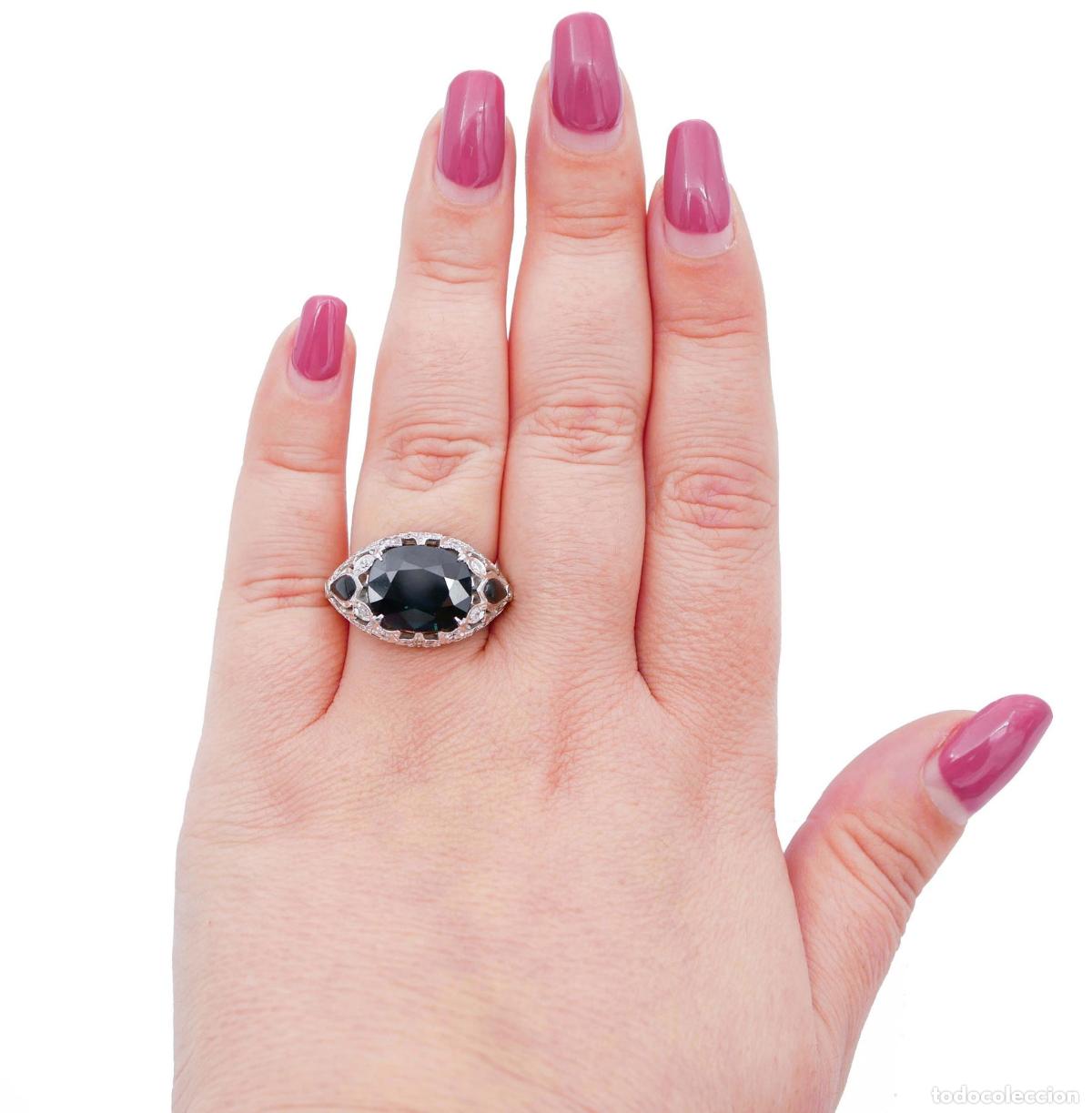 Joyeria: Anillo de oro blanco con zafiro, &oacute;nix y diamantes - Foto 7