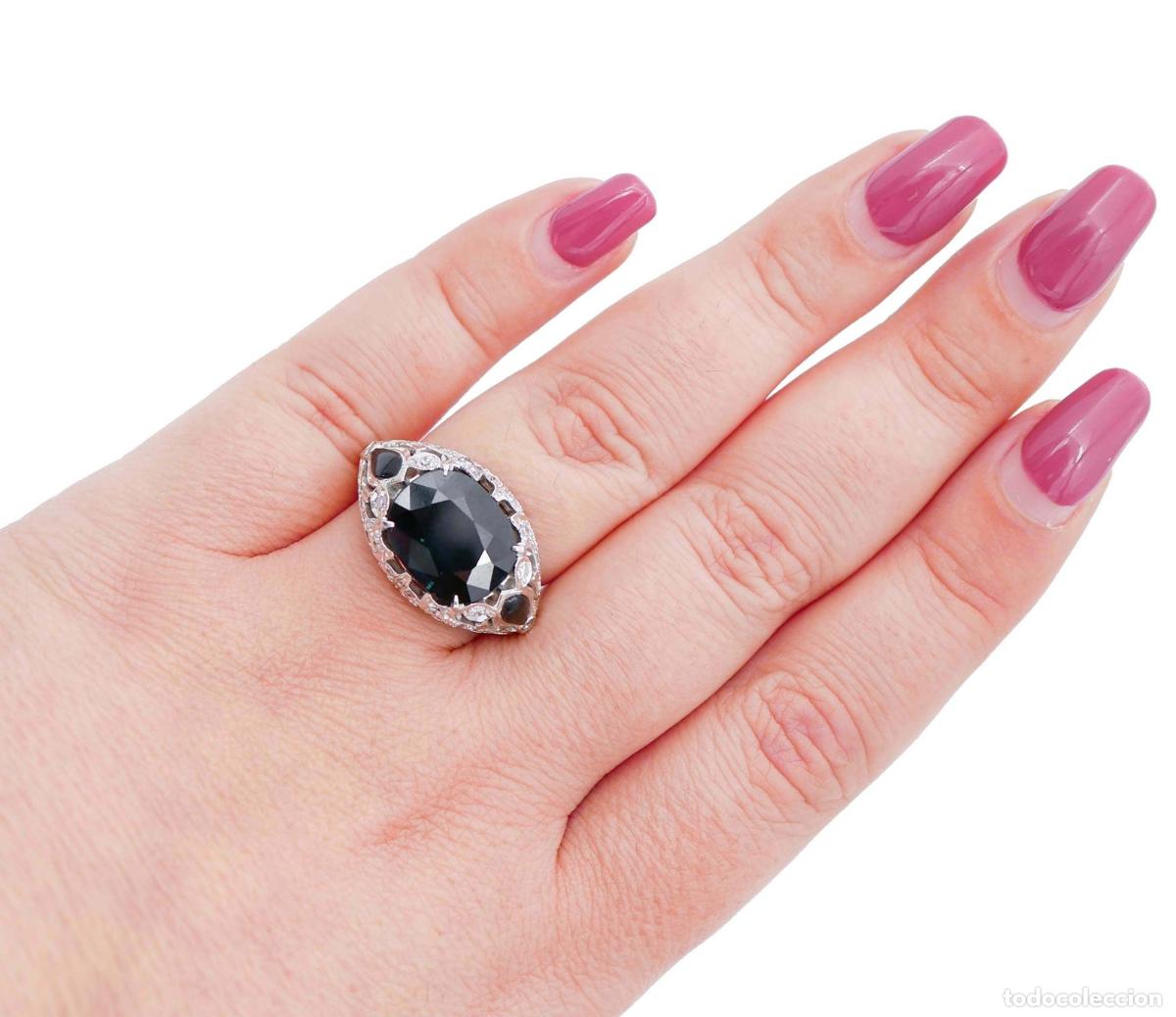 Joyeria: Anillo de oro blanco con zafiro, &oacute;nix y diamantes - Foto 8