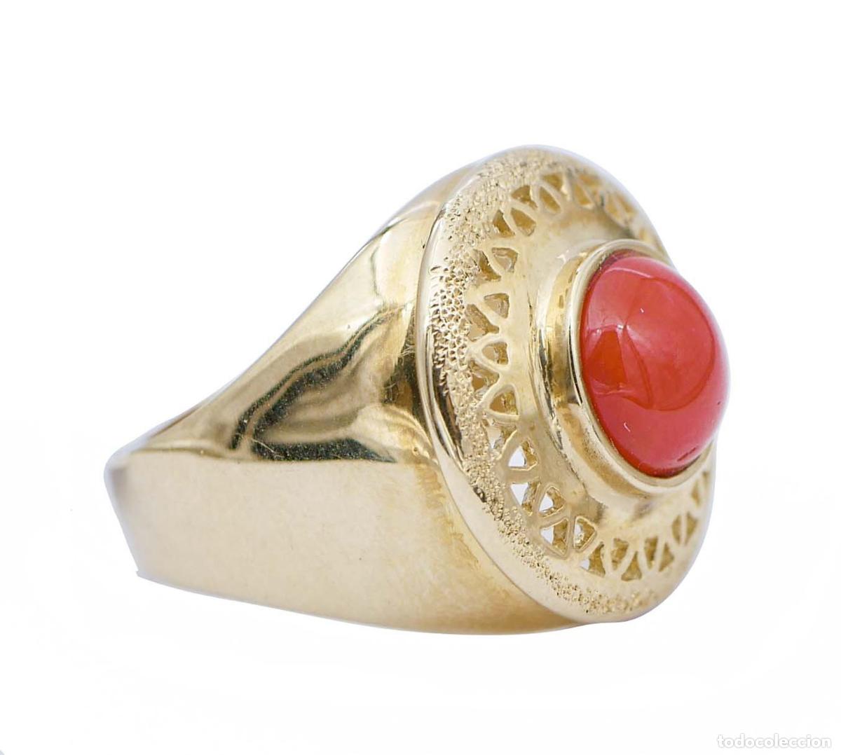 Joyeria: Anillo de coral en oro amarillo de 18 quilates - Foto 2