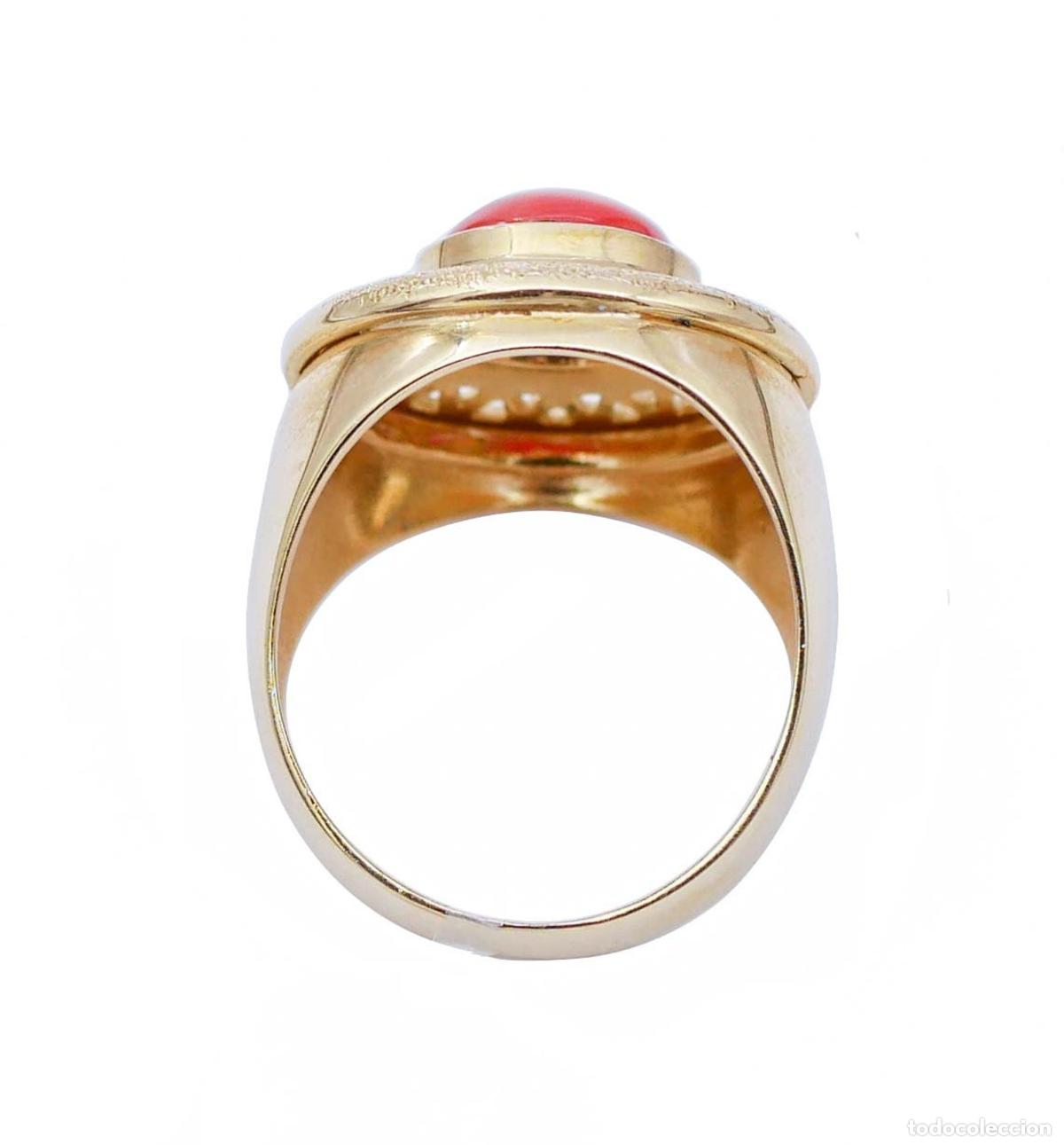 Joyeria: Anillo de coral en oro amarillo de 18 quilates - Foto 5