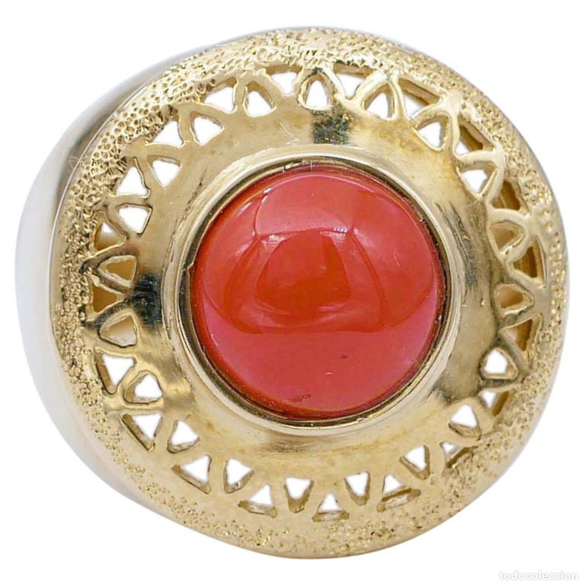 Joyeria: Anillo de coral en oro amarillo de 18 quilates - Foto 1