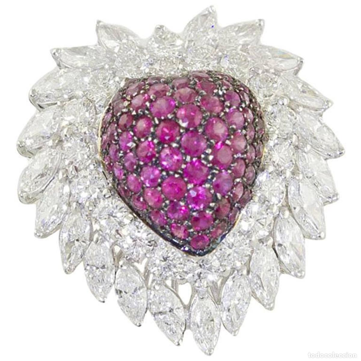 Joyeria: Anillo de moda de oro blanco con diamantes y rub&iacute;es - Foto 1