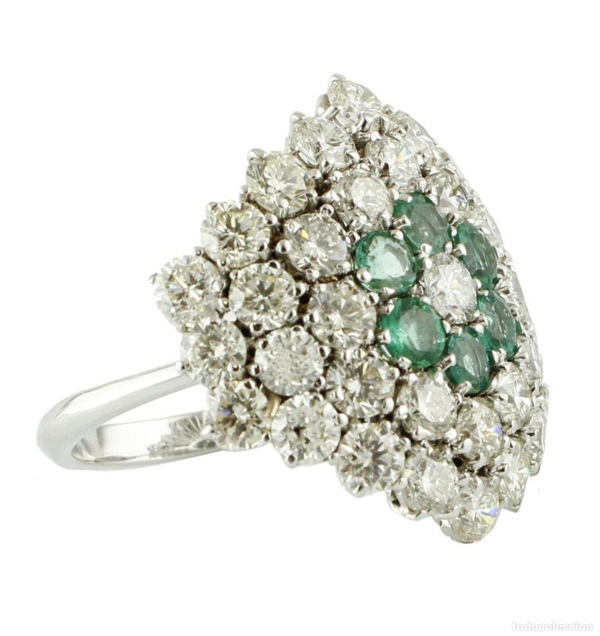 Joyeria: Anillo de oro blanco con diamantes y flor de esmeralda - Foto 4
