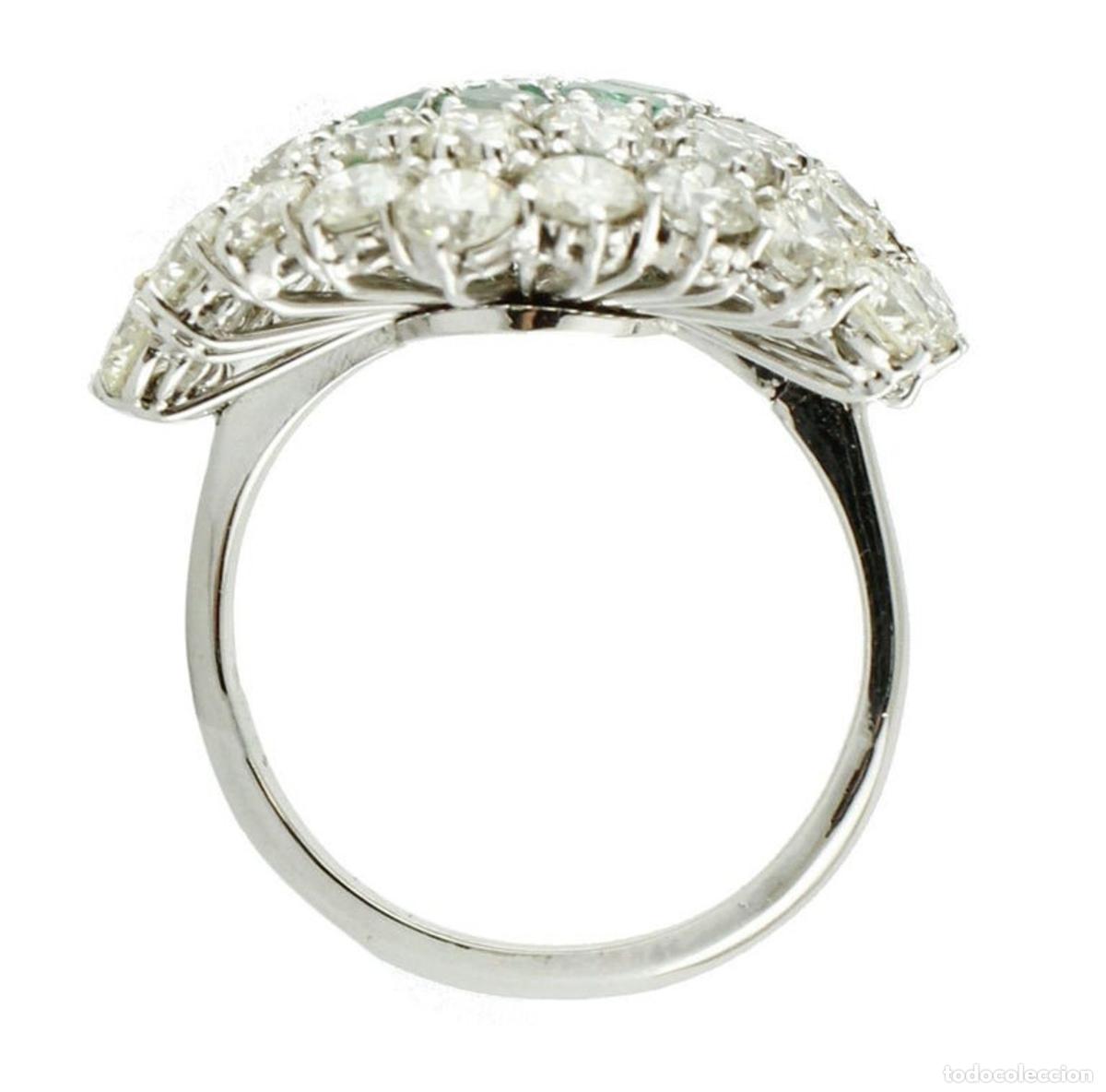 Joyeria: Anillo de oro blanco con diamantes y flor de esmeralda - Foto 6