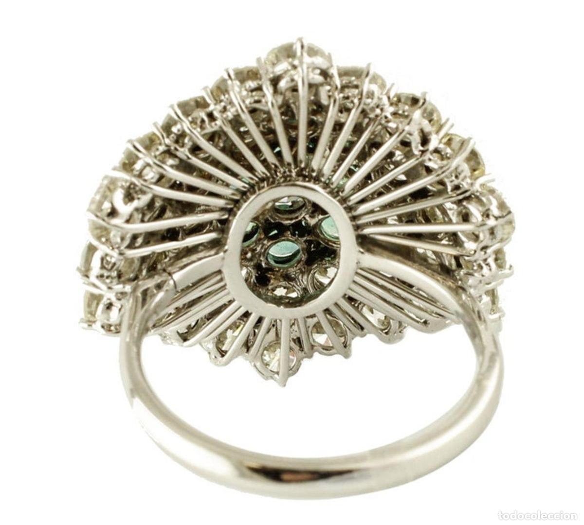 Joyeria: Anillo de oro blanco con diamantes y flor de esmeralda - Foto 8