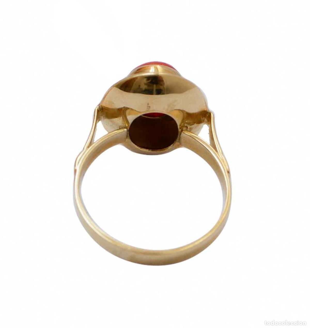 Joyeria: Anillo de coral en oro amarillo de 18 quilates - Foto 3