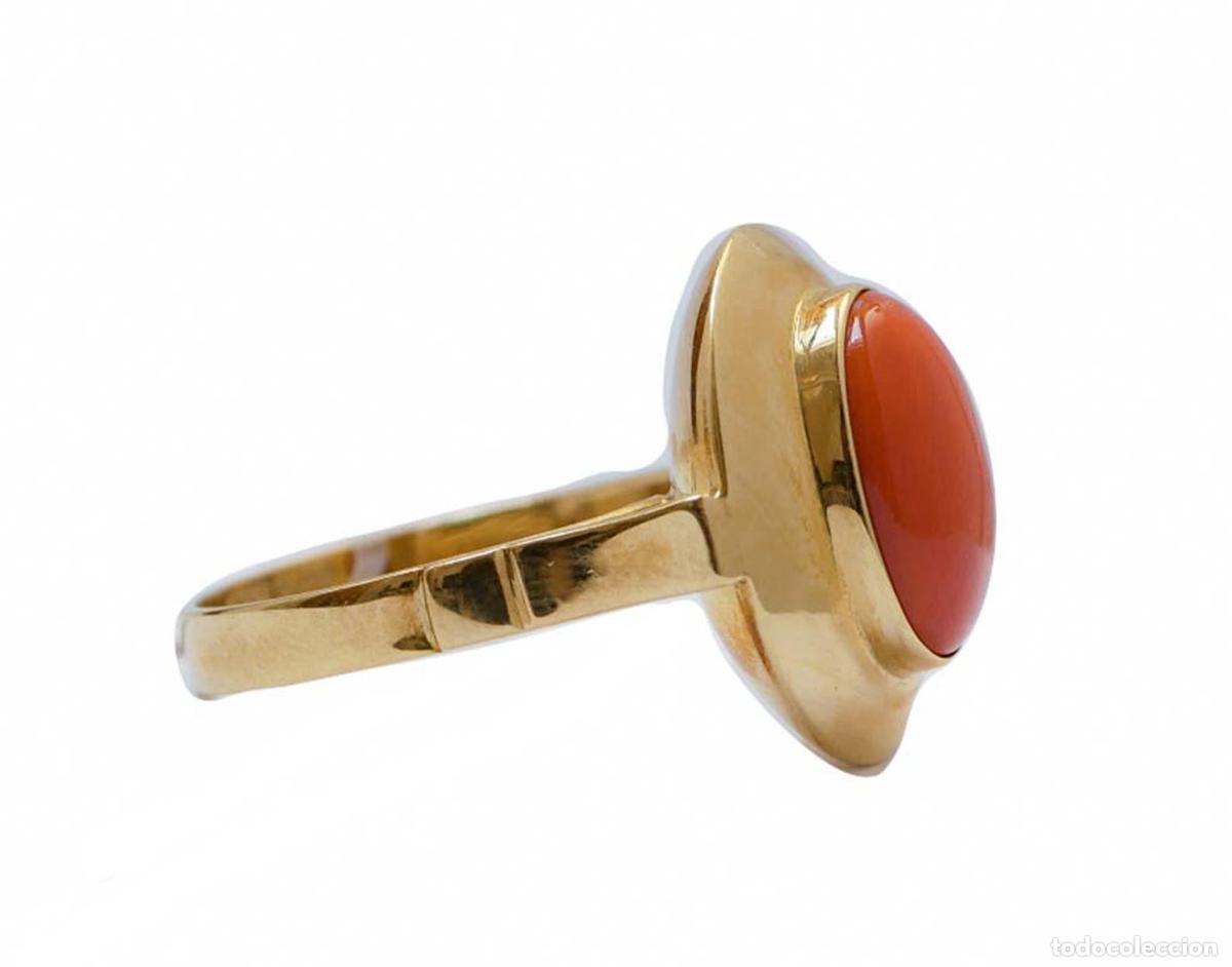Joyeria: Anillo de coral en oro amarillo de 18 quilates - Foto 5