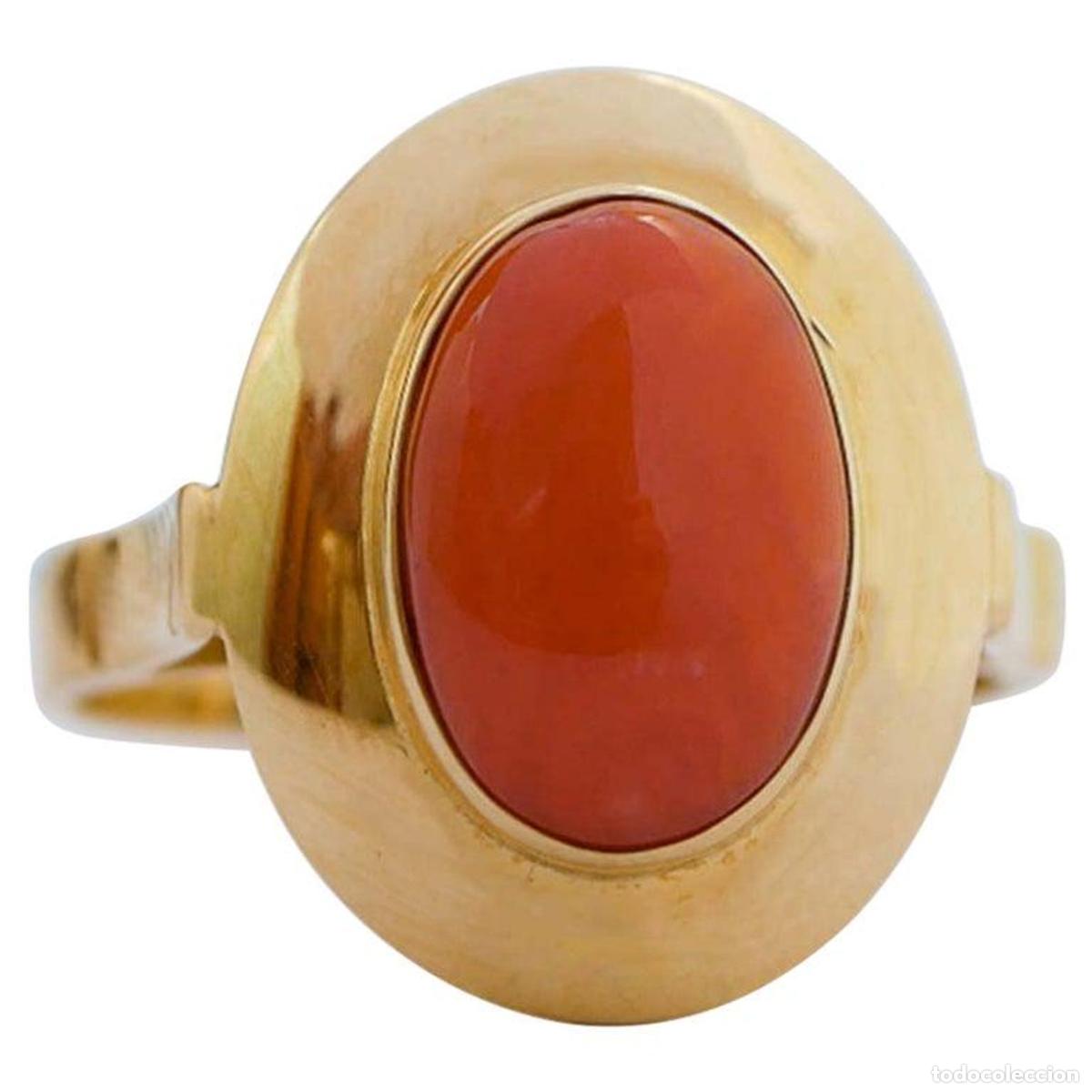 Joyeria: Anillo de coral en oro amarillo de 18 quilates - Foto 1