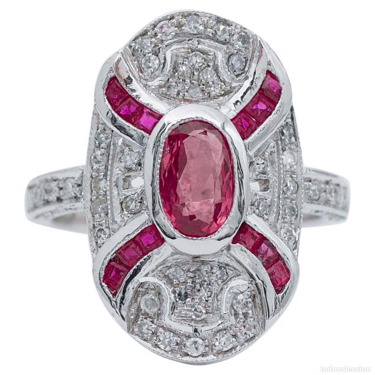 Joyeria: Anillo de rub&iacute;es, diamantes y platino - Foto 1