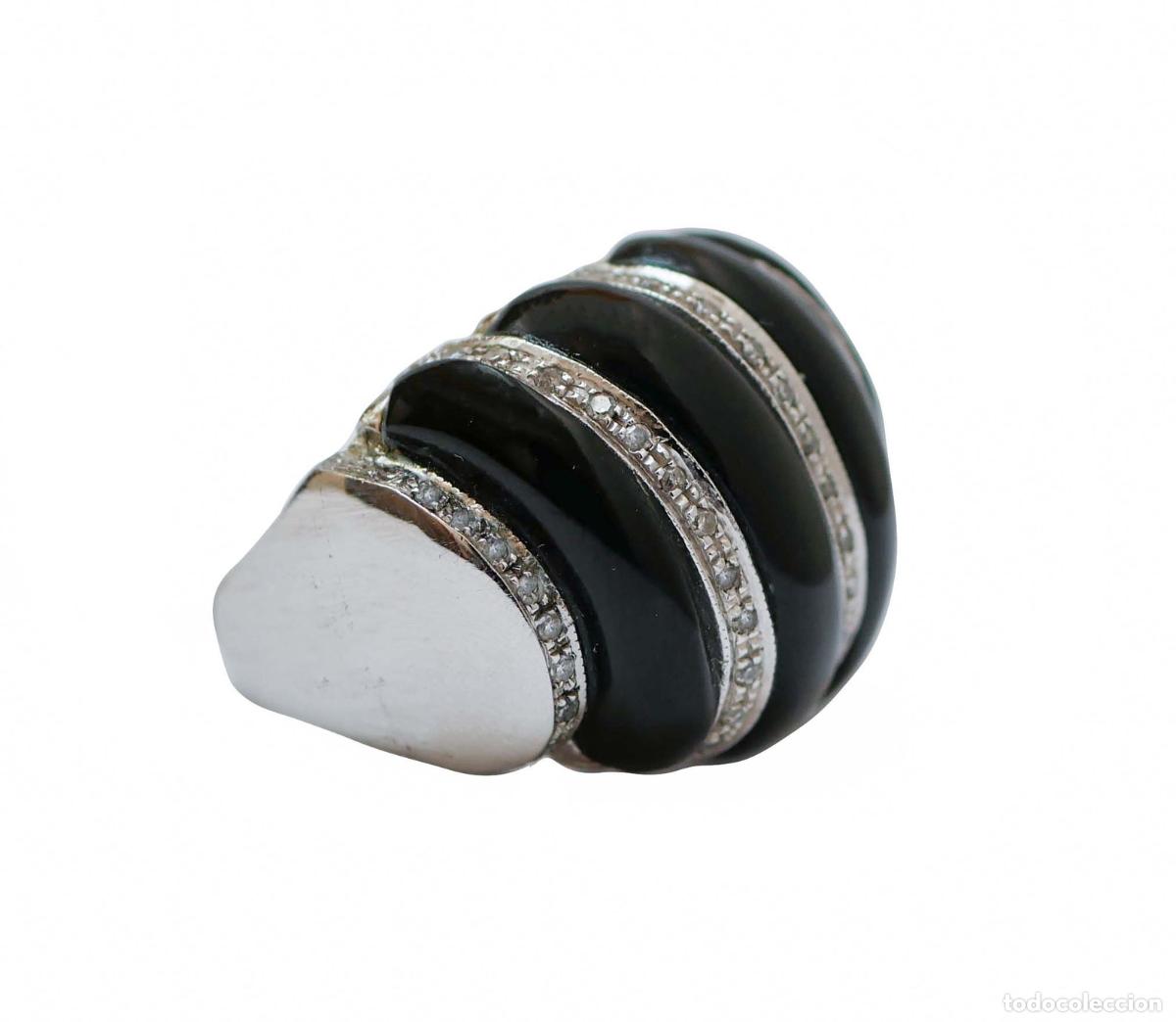 Joyeria: Anillo de oro blanco con &oacute;nix, diamantes y c&uacute;pula - Foto 2