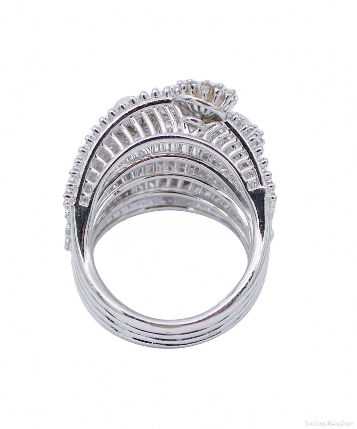 Joyeria: Anillo de oro blanco de 18 quilates con diamantes y perlas - Foto 6