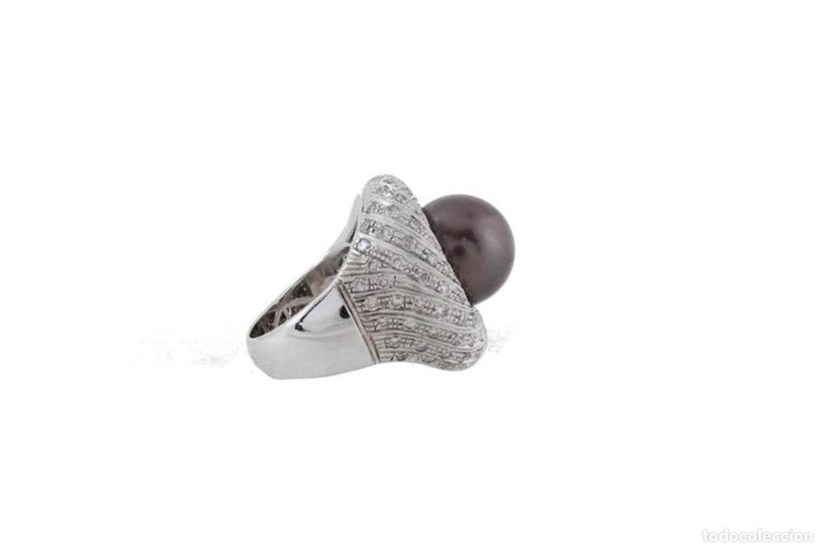 Joyeria: Anillo de oro con diamantes en racimo de pera de los Mares del Sur - Foto 6
