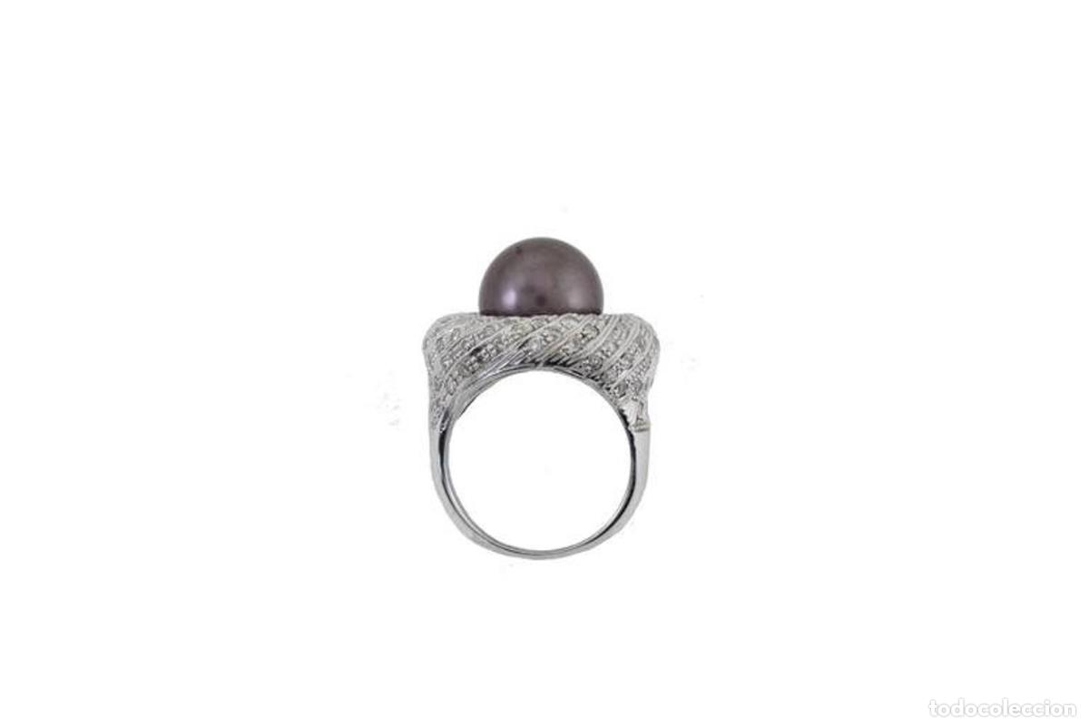 Joyeria: Anillo de oro con diamantes en racimo de pera de los Mares del Sur - Foto 7