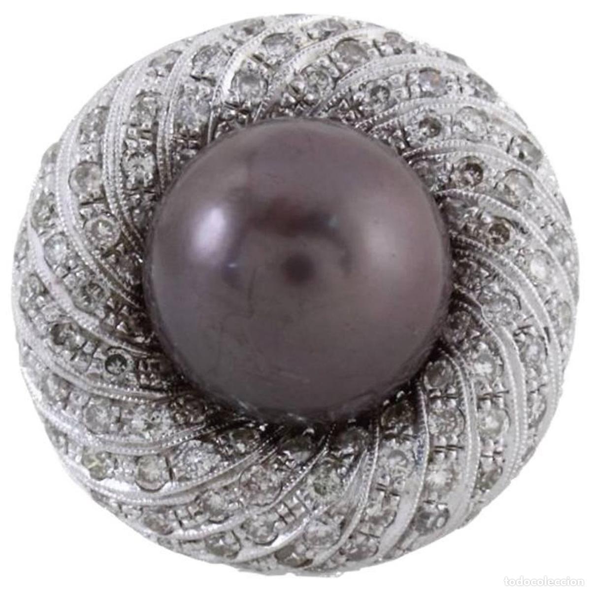 Joyeria: Anillo de oro con diamantes en racimo de pera de los Mares del Sur - Foto 1
