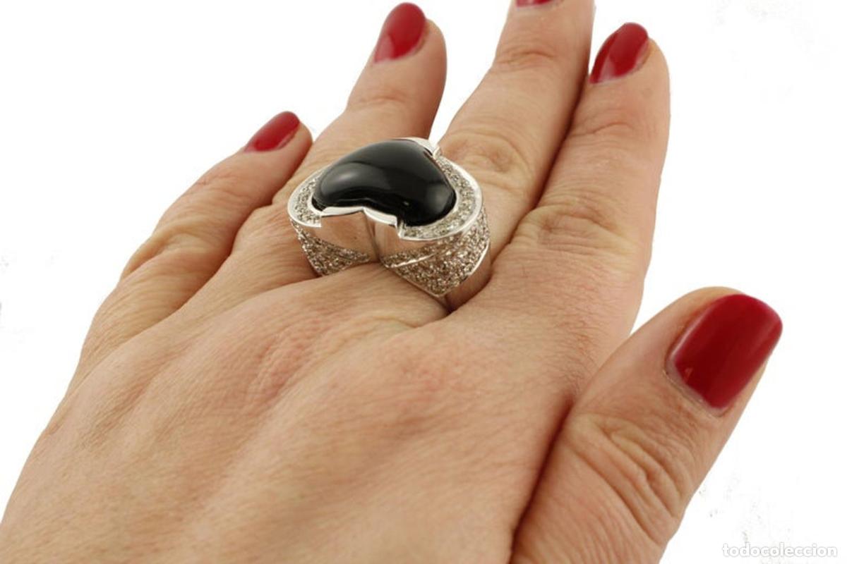 Joyeria: Anillo de moda de oro blanco con &oacute;nix y diamantes blancos en forma de coraz&oacute;n - Foto 11