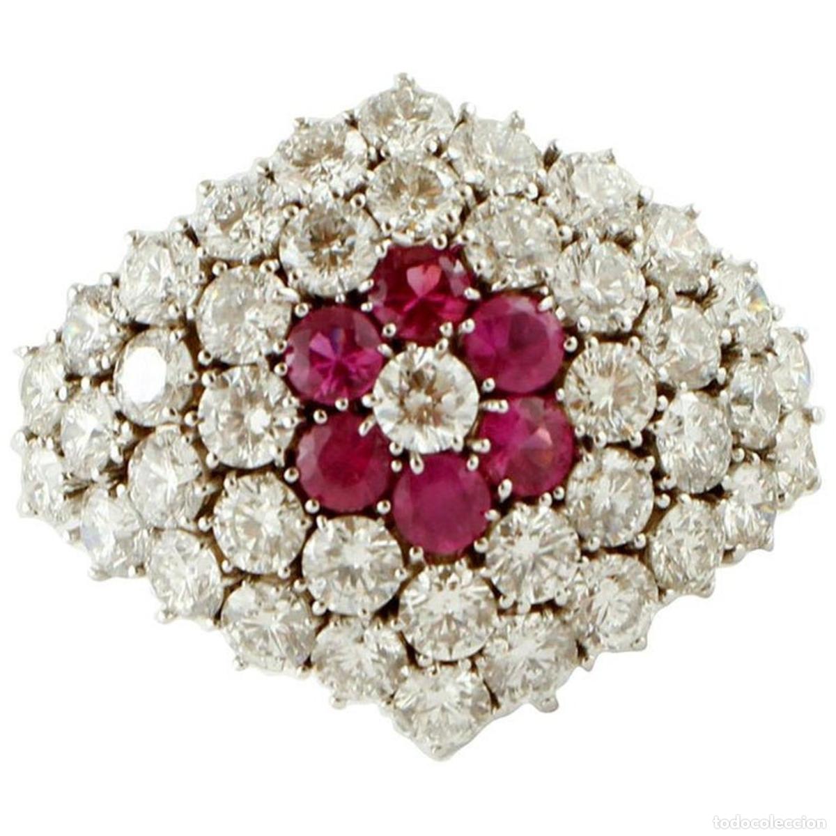 Joyeria: Anillo de oro blanco con diamantes y rub&iacute;es - Foto 1