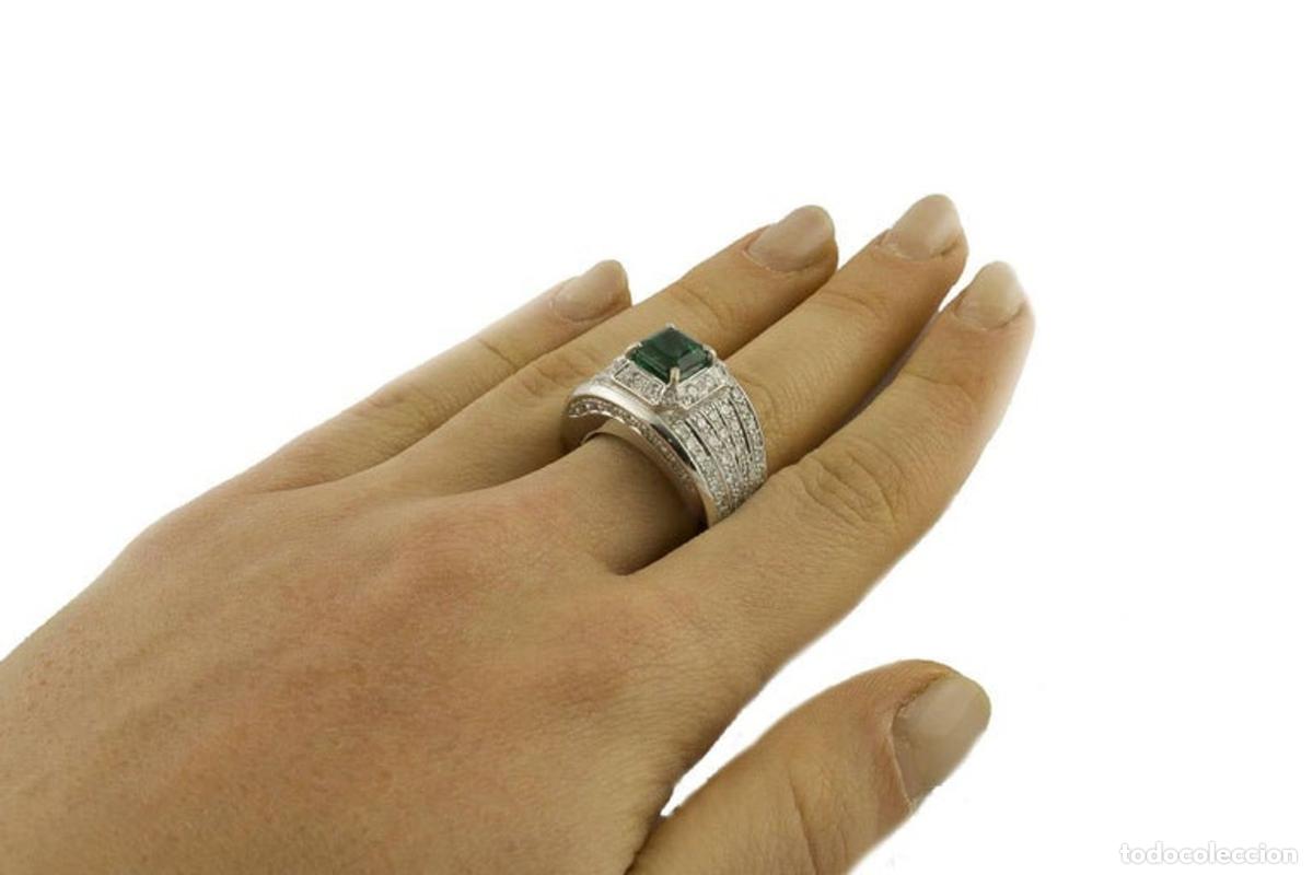 Joyeria: Anillo de oro blanco con diamantes y esmeralda - Foto 13