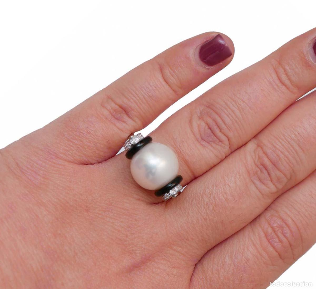 Joyeria: Pendientes de perla, &oacute;nix, diamantes y platino - Foto 2