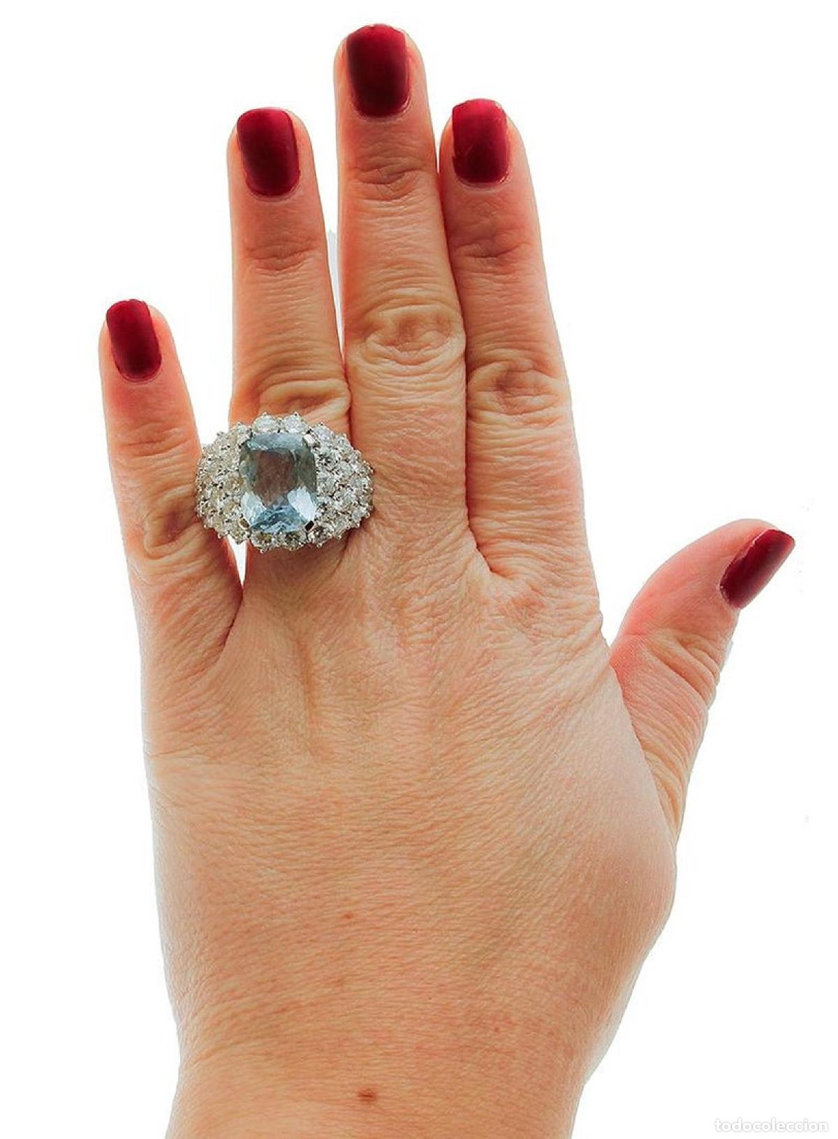 Joyeria: Anillo de aguamarina de y diamantes - Foto 8