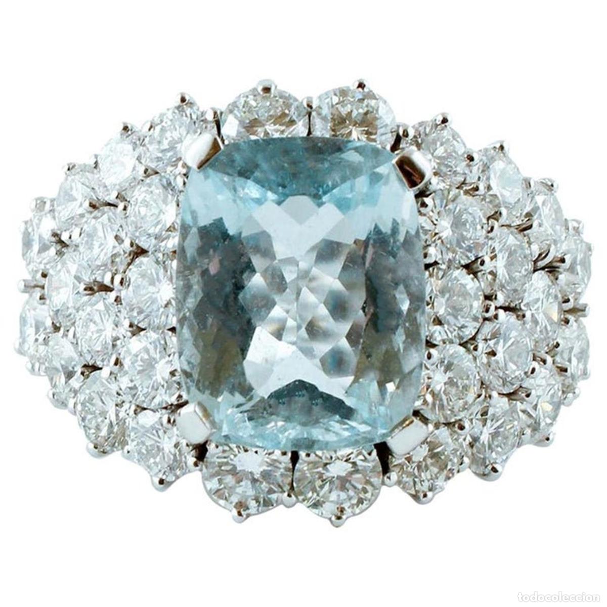 Joyeria: Anillo de aguamarina de y diamantes - Foto 1