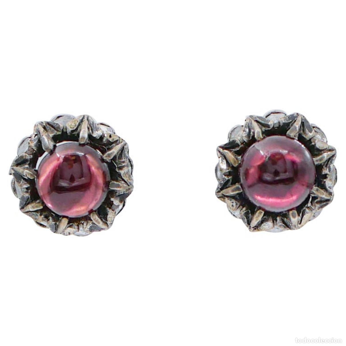 Joyeria: Pendientes de diamantes, granates, oro rosa y plata - Foto 1