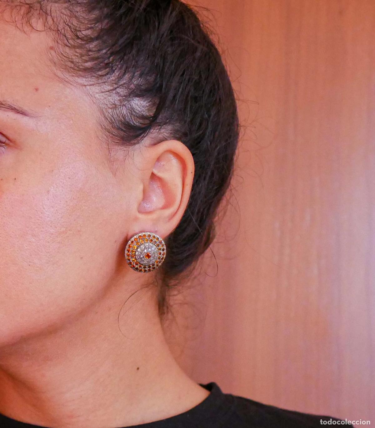 Joyeria: Pendientes de topacios, diamantes, oro rosa y plata - Foto 8