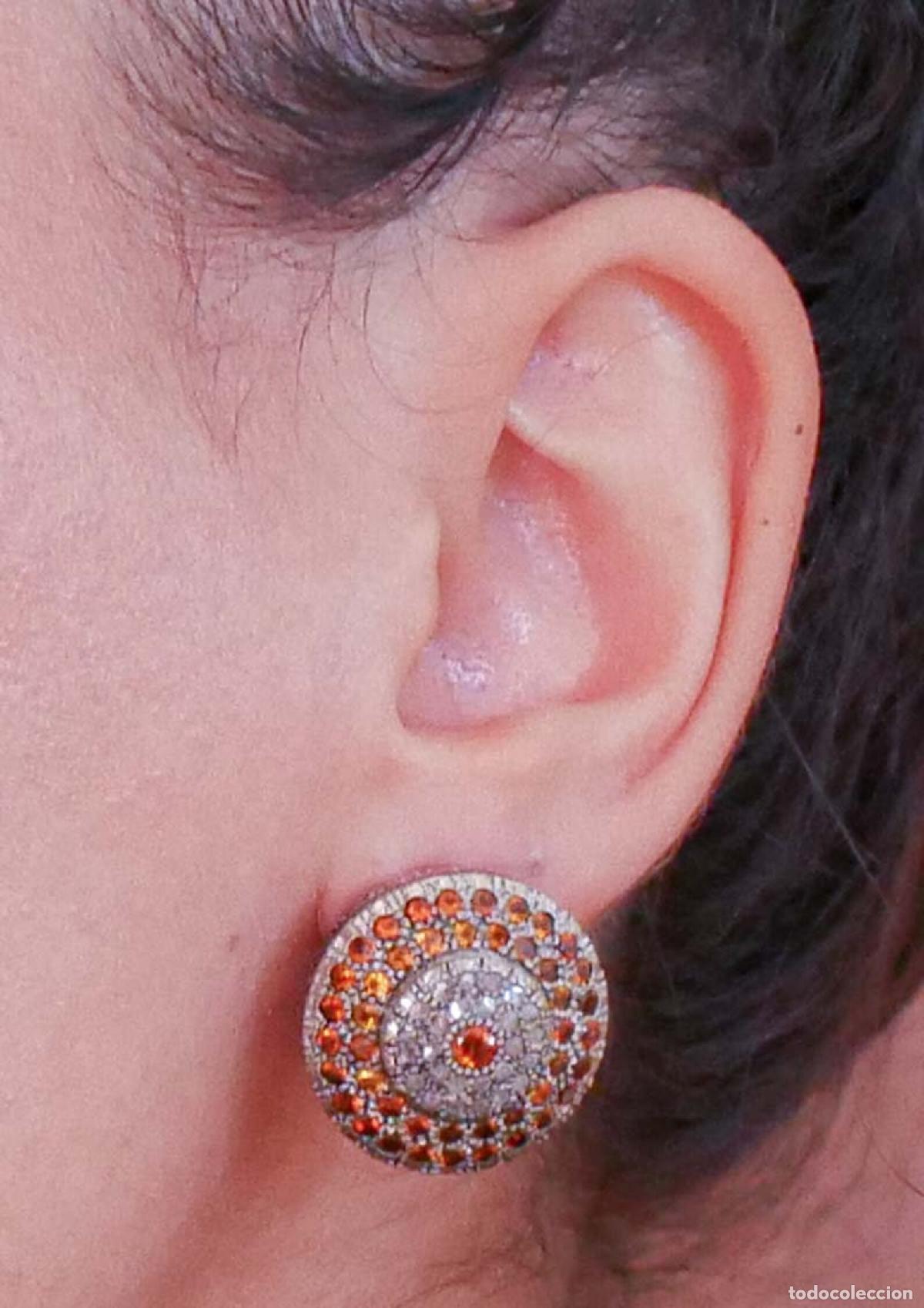 Joyeria: Pendientes de topacios, diamantes, oro rosa y plata - Foto 9