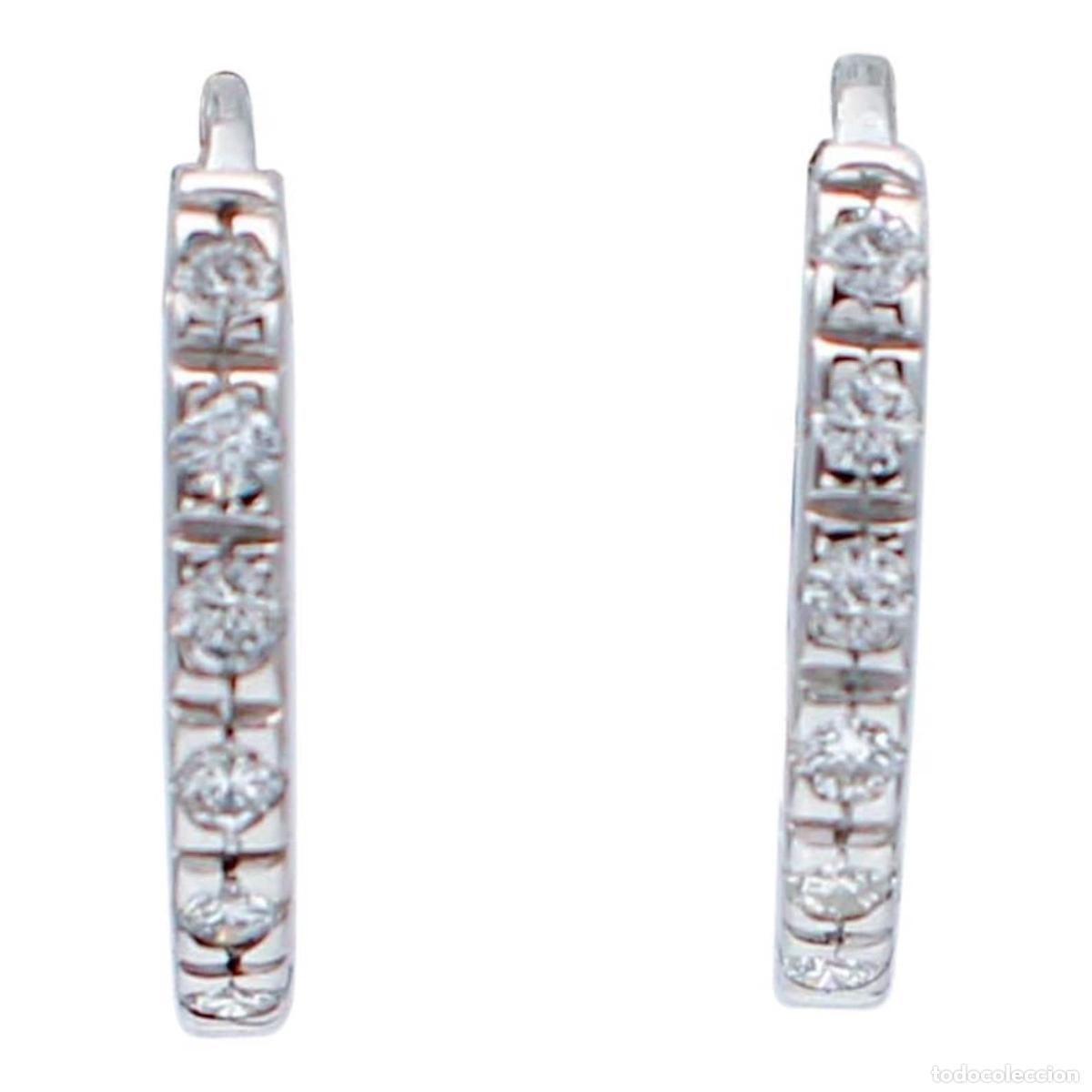 Joyeria: Pendientes de aro con diamantes en oro blanco de 18 quilates - Foto 1