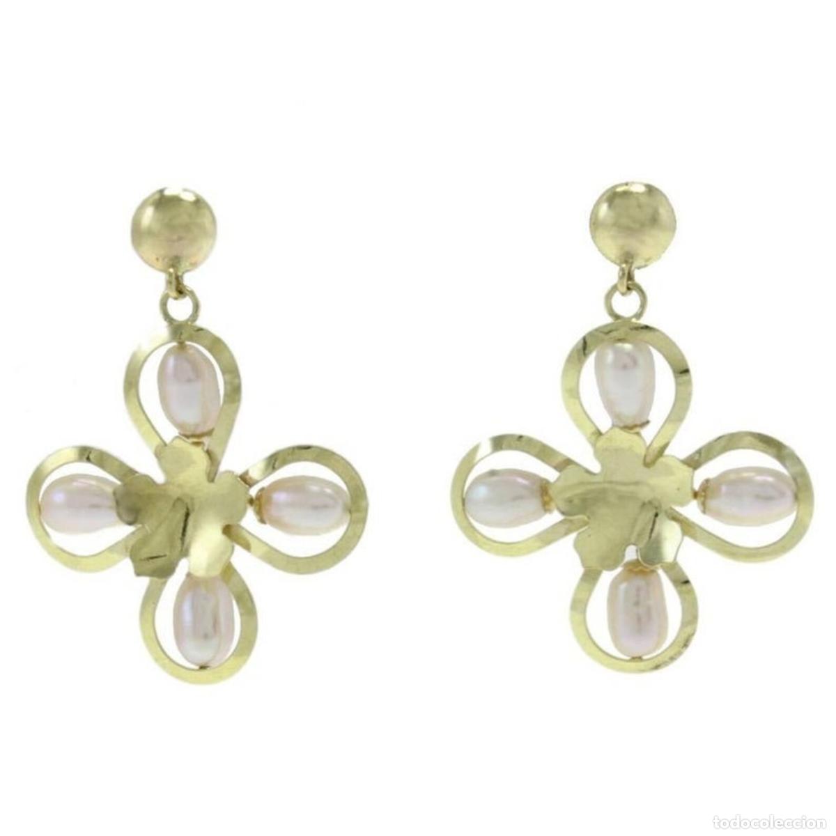 Joyeria: Pendientes Pearl con flores de oro amarillo - Foto 1
