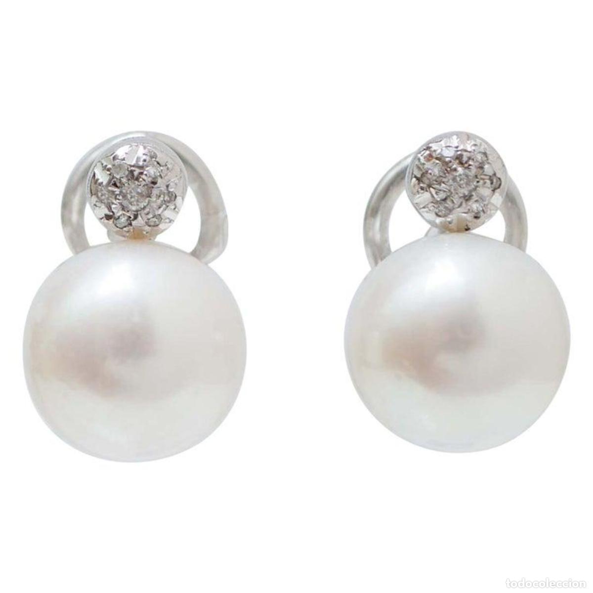 Joyeria: Pendientes de perlas, diamantes y oro blanco - Foto 1