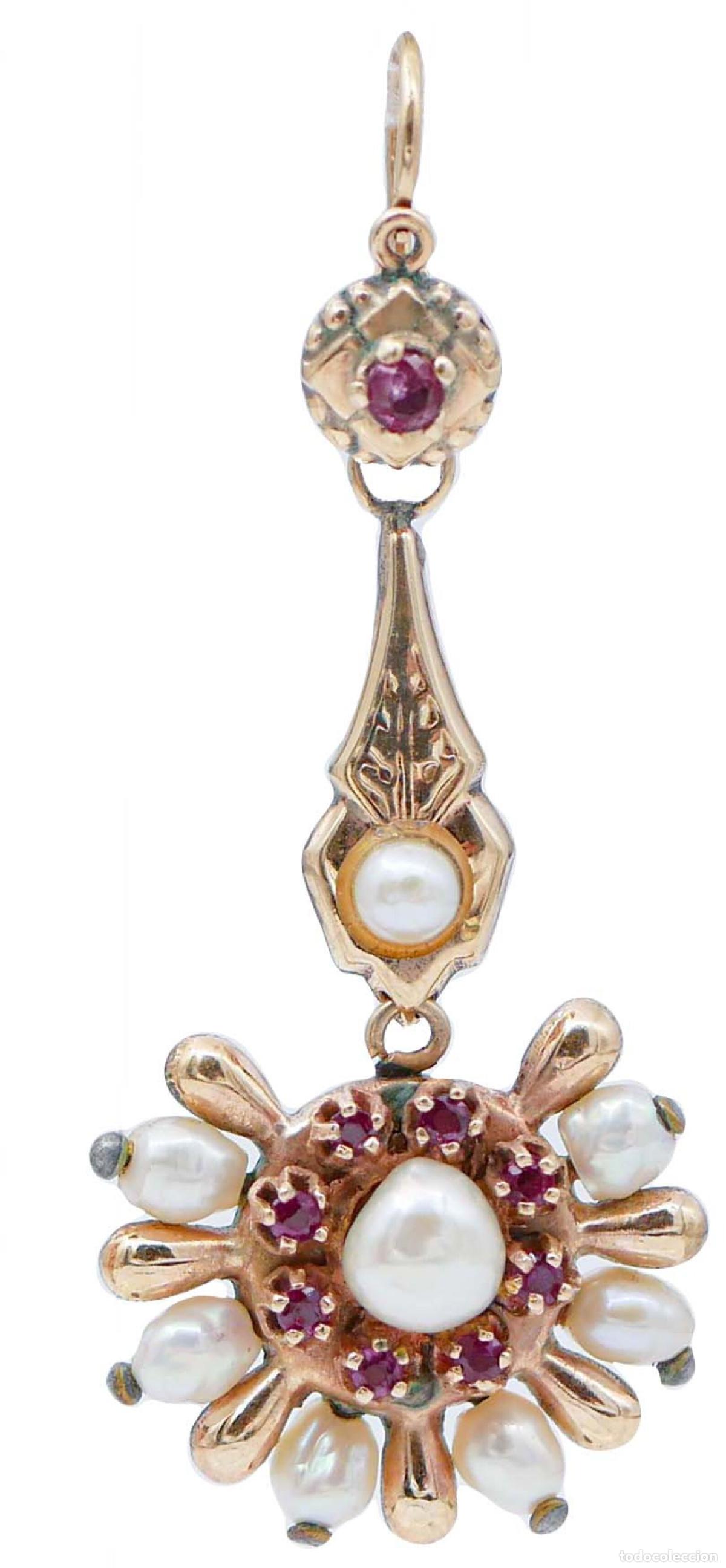 Joyeria: Pendientes de rub&iacute;es, perlas y oro rosa - Foto 3