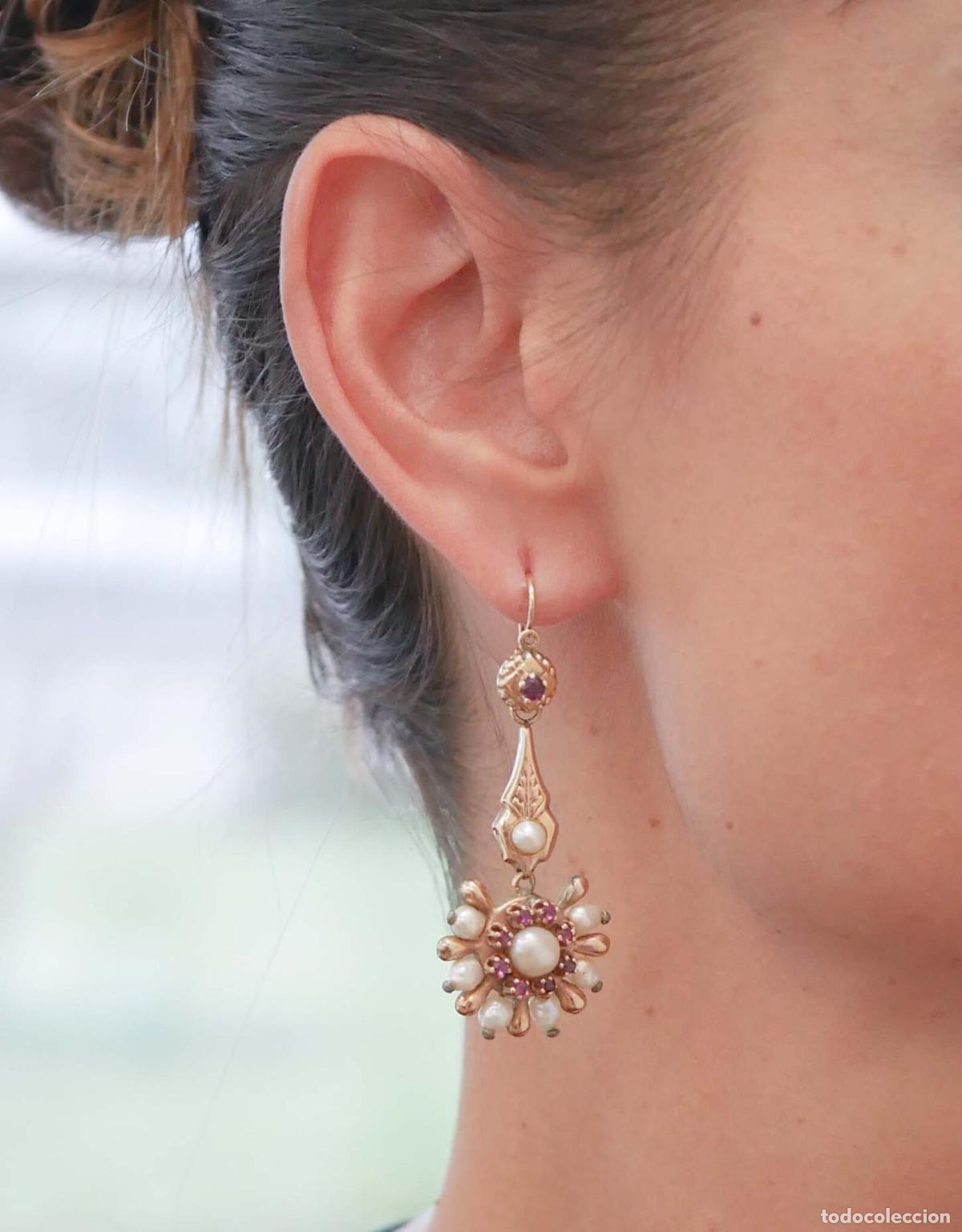 Joyeria: Pendientes de rub&iacute;es, perlas y oro rosa - Foto 6